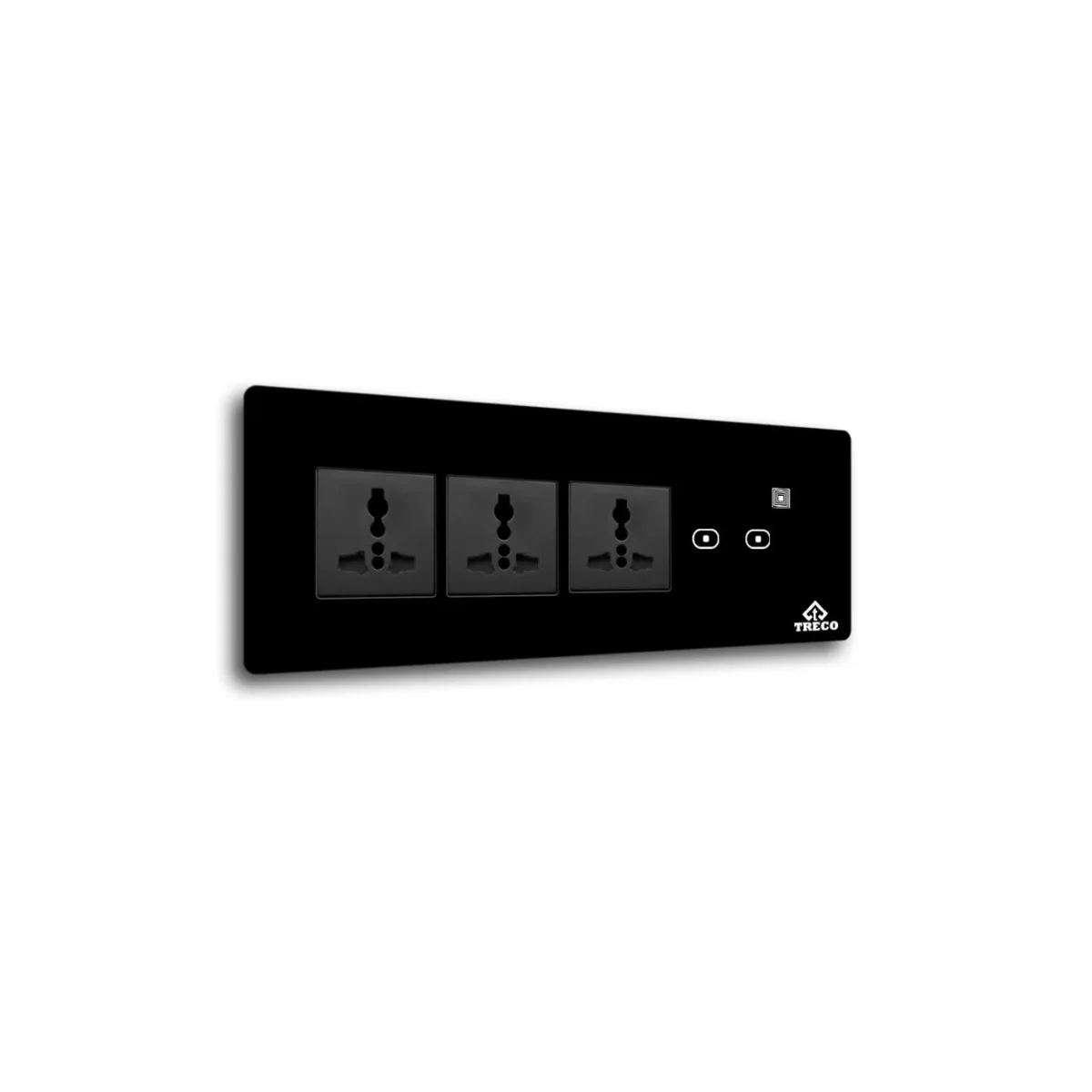 Treco two touch switch board with three sockets