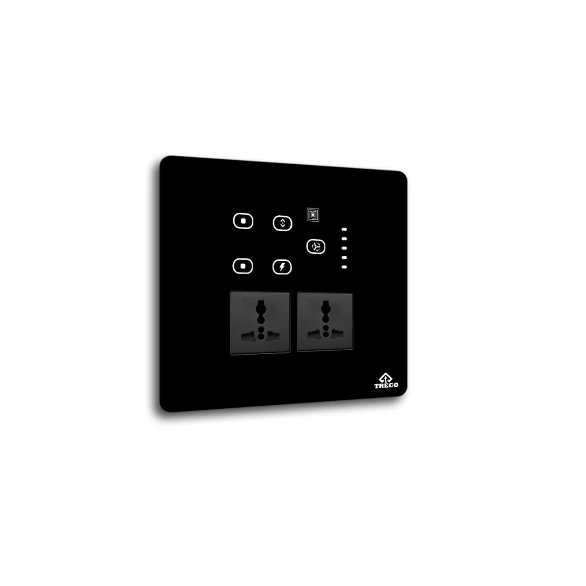 Treco four touch switch board with fan control and two sockets